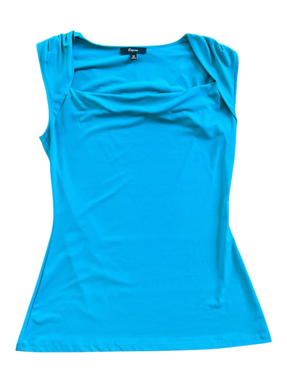 Express Turquoise Cap-Sleeve Shirt Size M